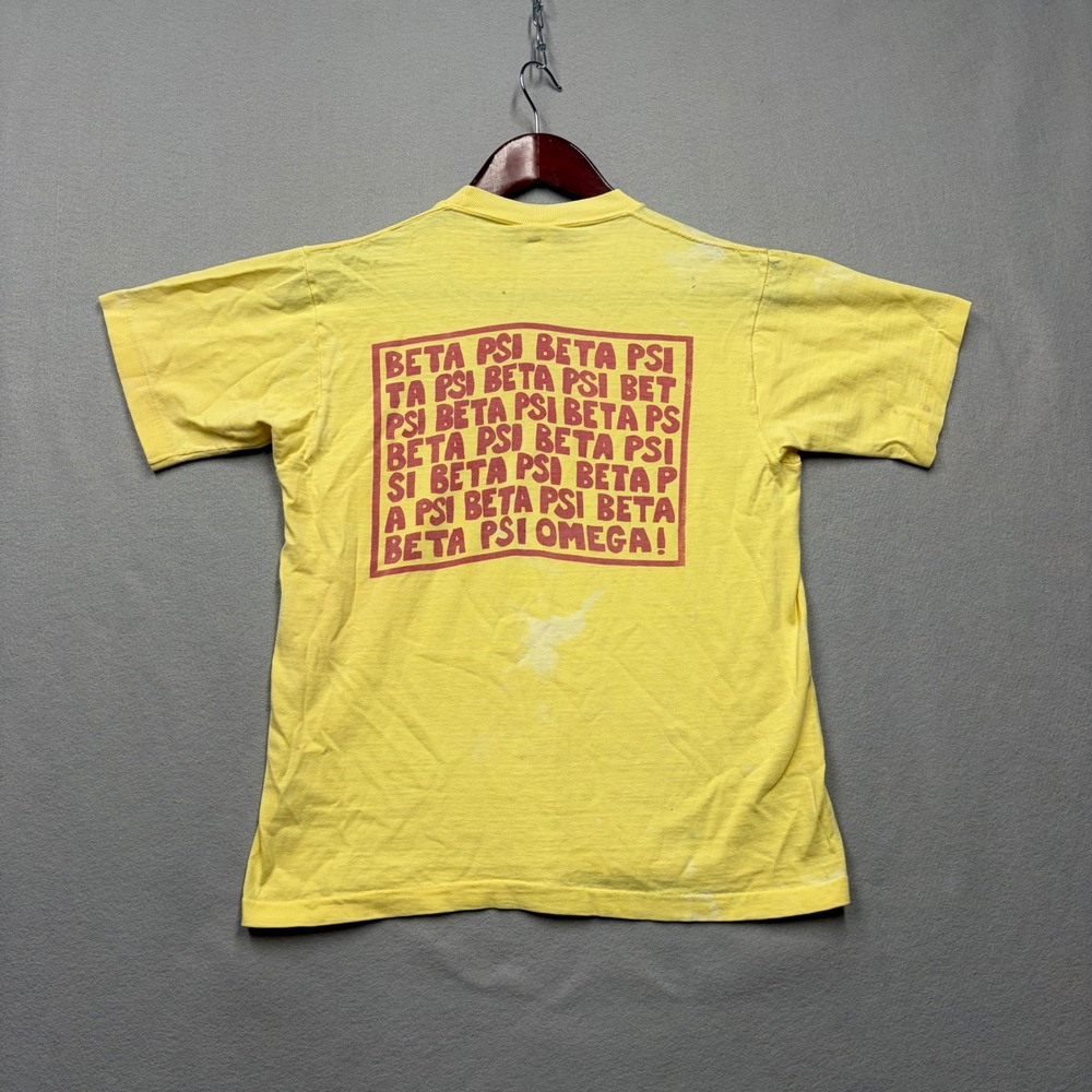 Towncraft T-Shirt Mens M Yellow Penn-Prest Vintage 70s Beta Psi Omega Pocket Tee